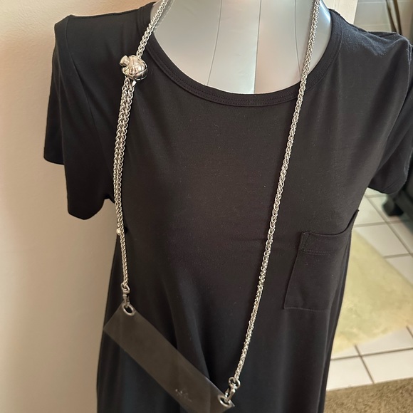 NWOT Chain and clear Plastic Insert shiny silver tone adjustable for long Wallet - Picture 2 of 13